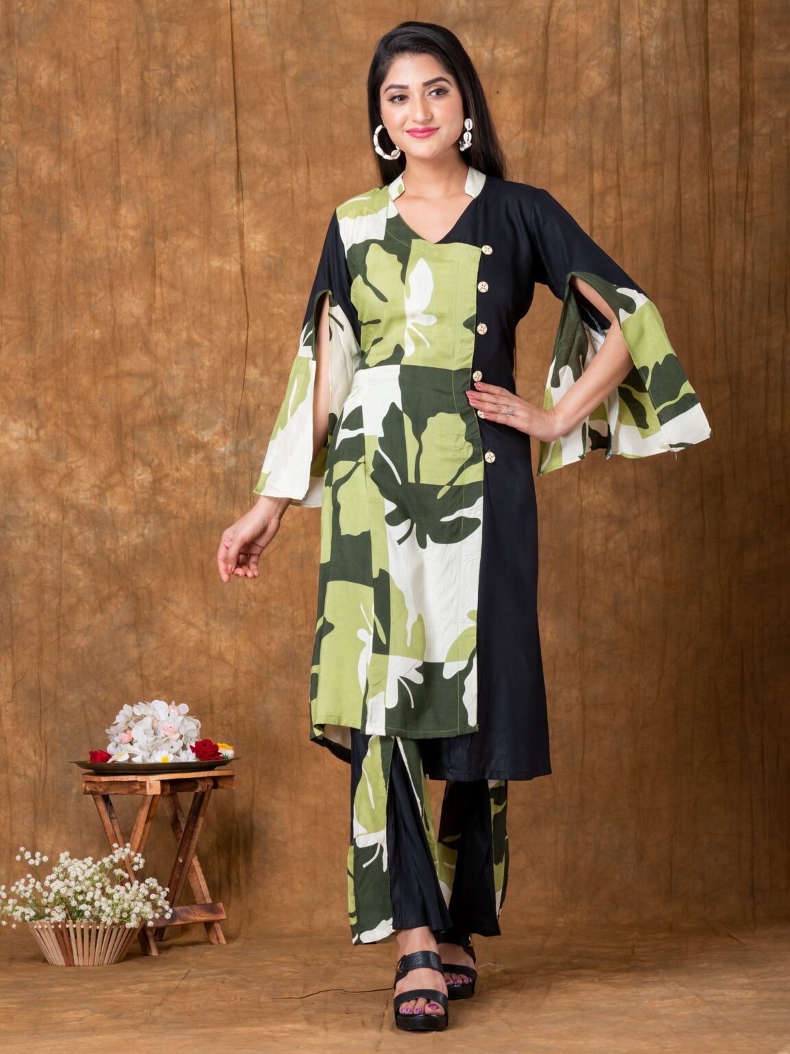 Maple Cut musline Chanderi 2 pc. Fusion Dress..ID 14.. 2800