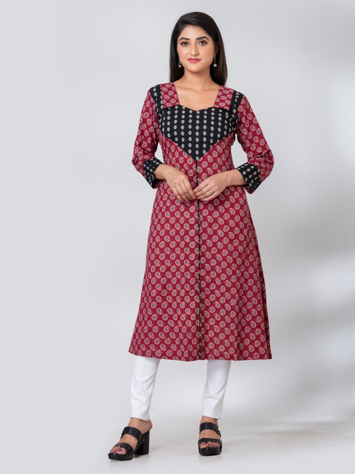 Amelia Pure Ajrak Cotton Collar Kurti - Image 7