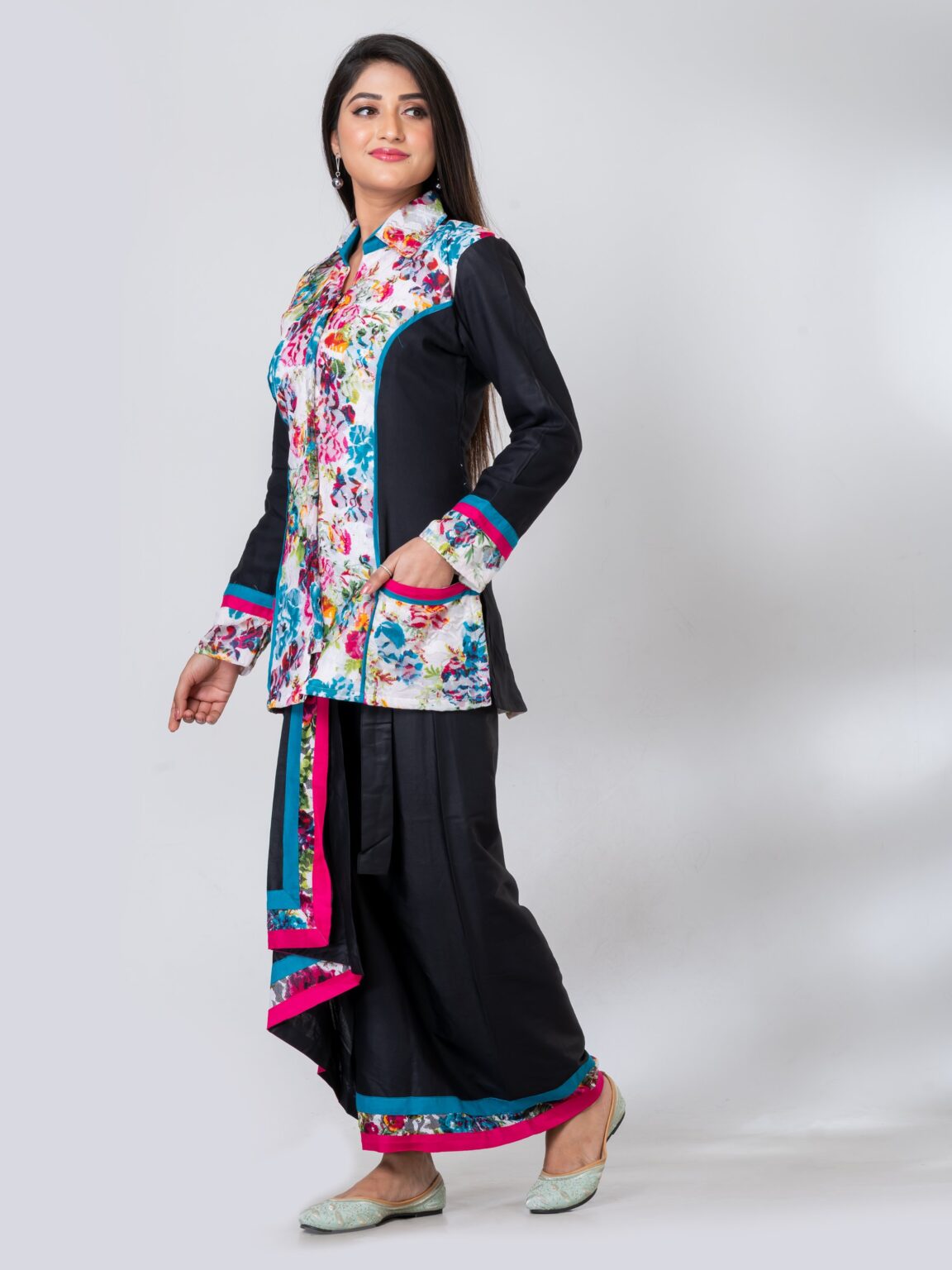 Jacard Jacket Dhoti 2 pc. Fusion Dress - Image 4