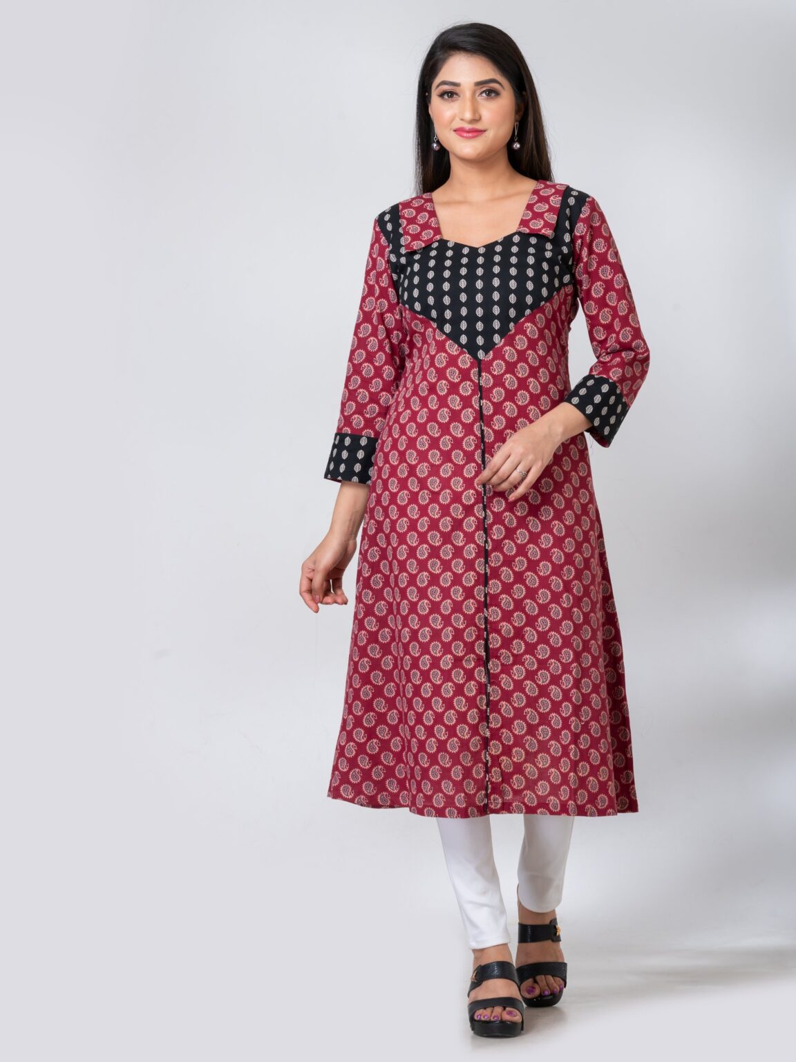 Amelia Pure Ajrak Cotton Collar Kurti - Image 6