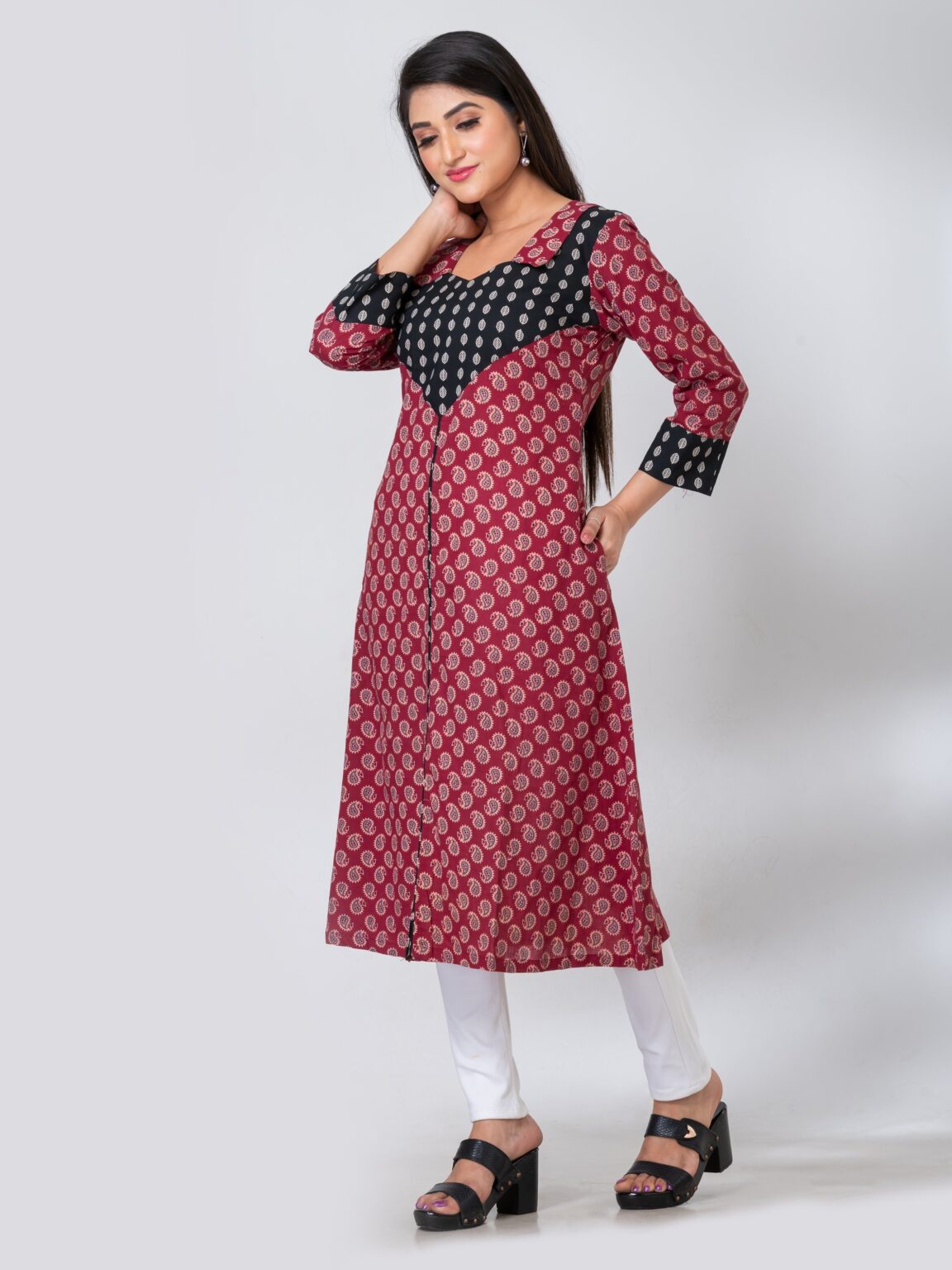 Amelia Pure Ajrak Cotton Collar Kurti - Image 8