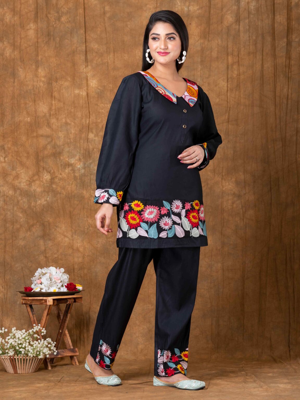 Flower Garden Co-ord Suit Set with Collar - Image 3