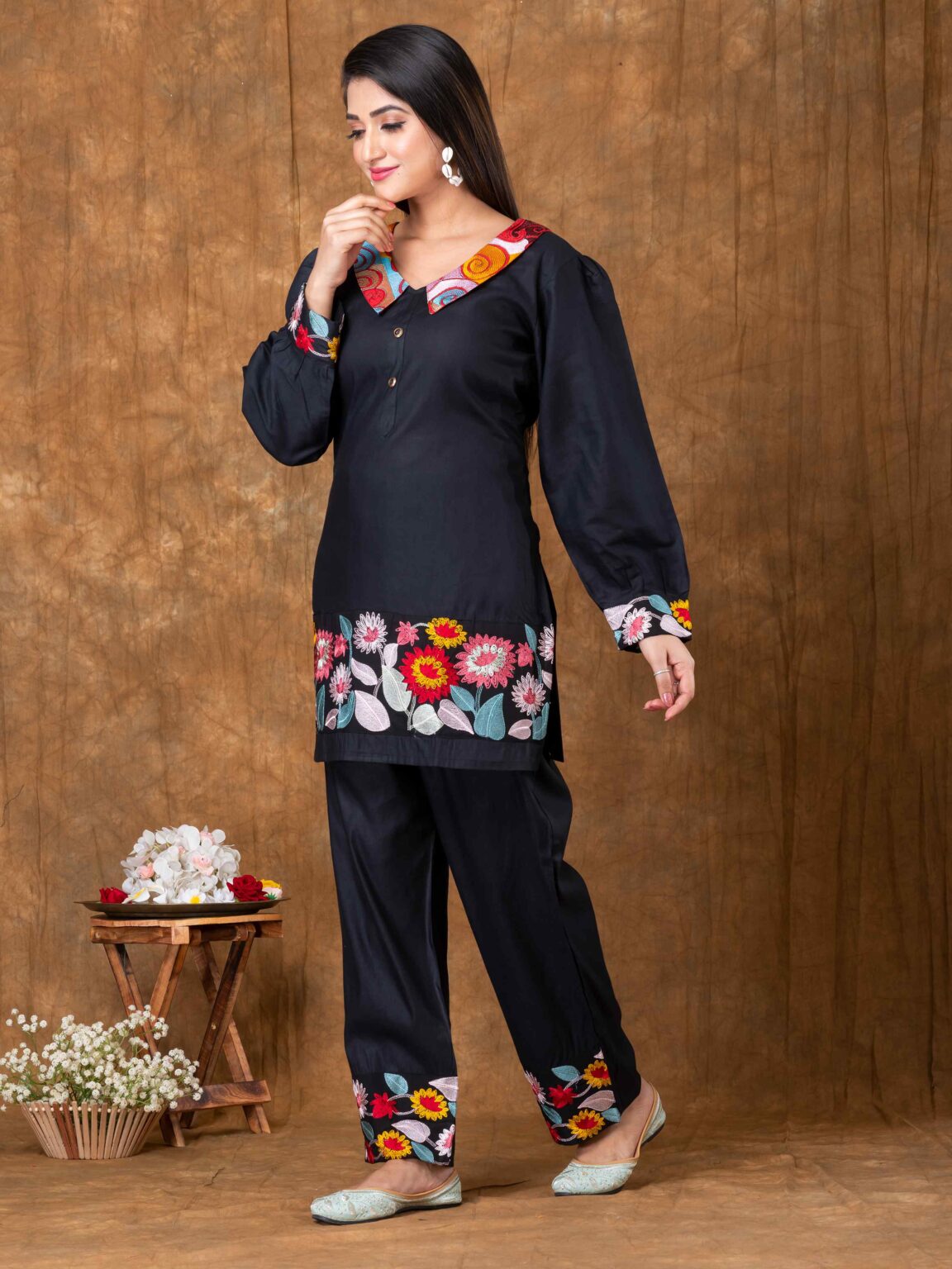 Flower Garden Co-ord Suit Set with Collar - Image 2