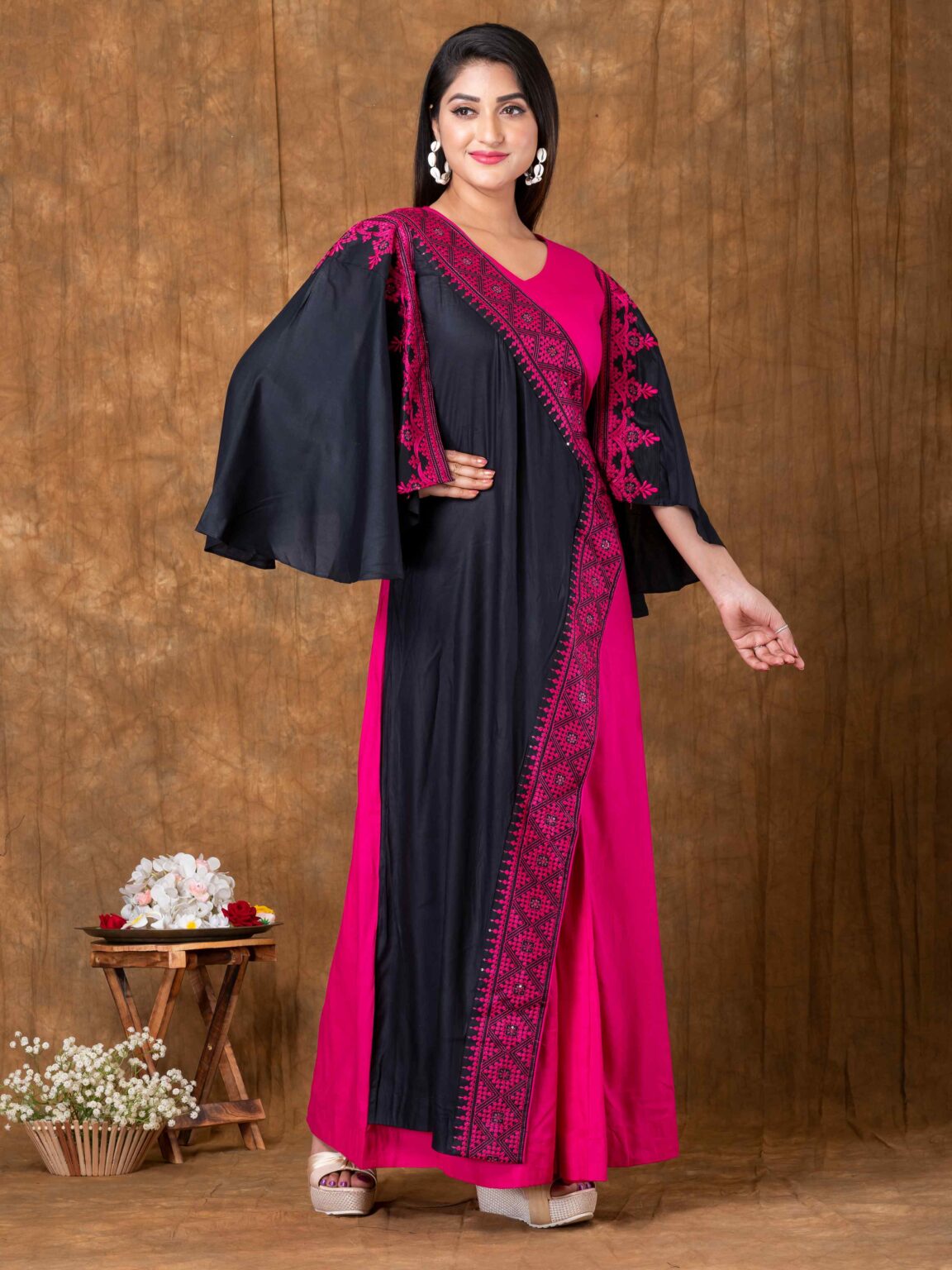 Gujarati Half Half Fusion Dress - Image 2