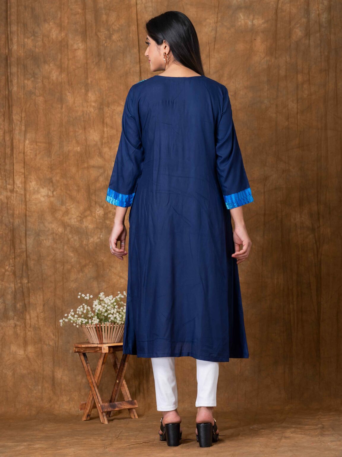 Pouch Neck Rayon Cotton Designer Kurti - Image 10