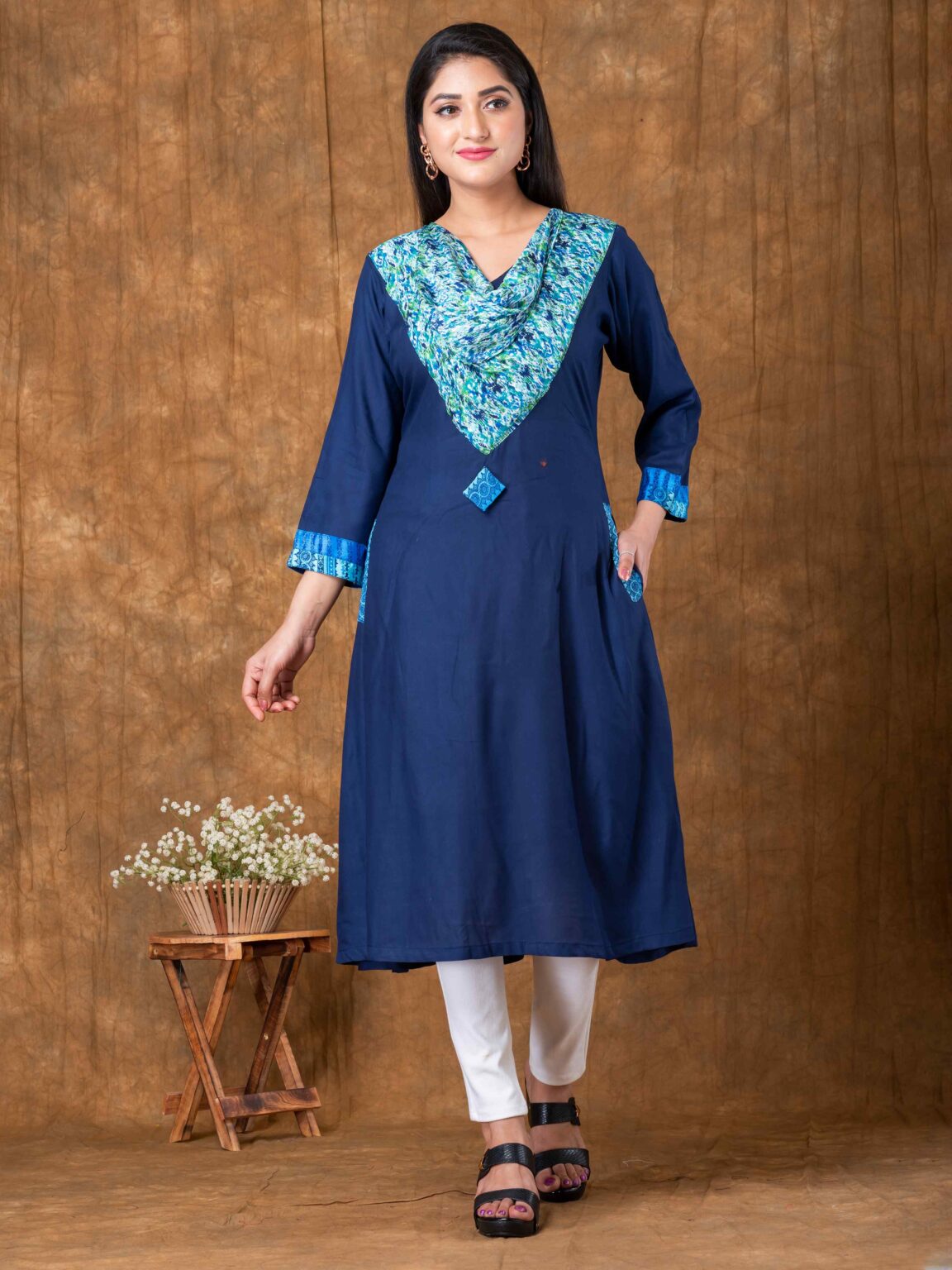 Pouch Neck Rayon Cotton Designer Kurti - Image 7