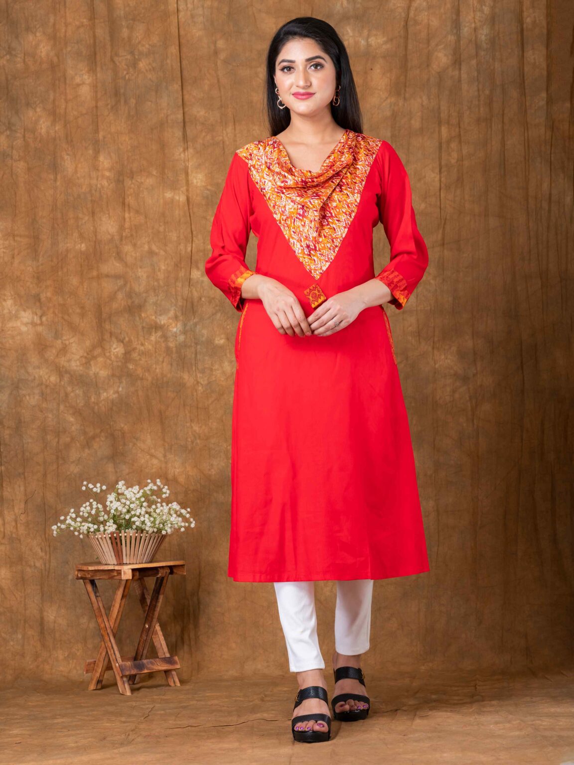 Pouch Neck Rayon Cotton Designer Kurti - Image 15