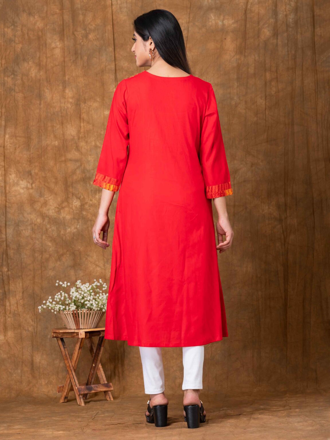 Pouch Neck Rayon Cotton Designer Kurti - Image 14