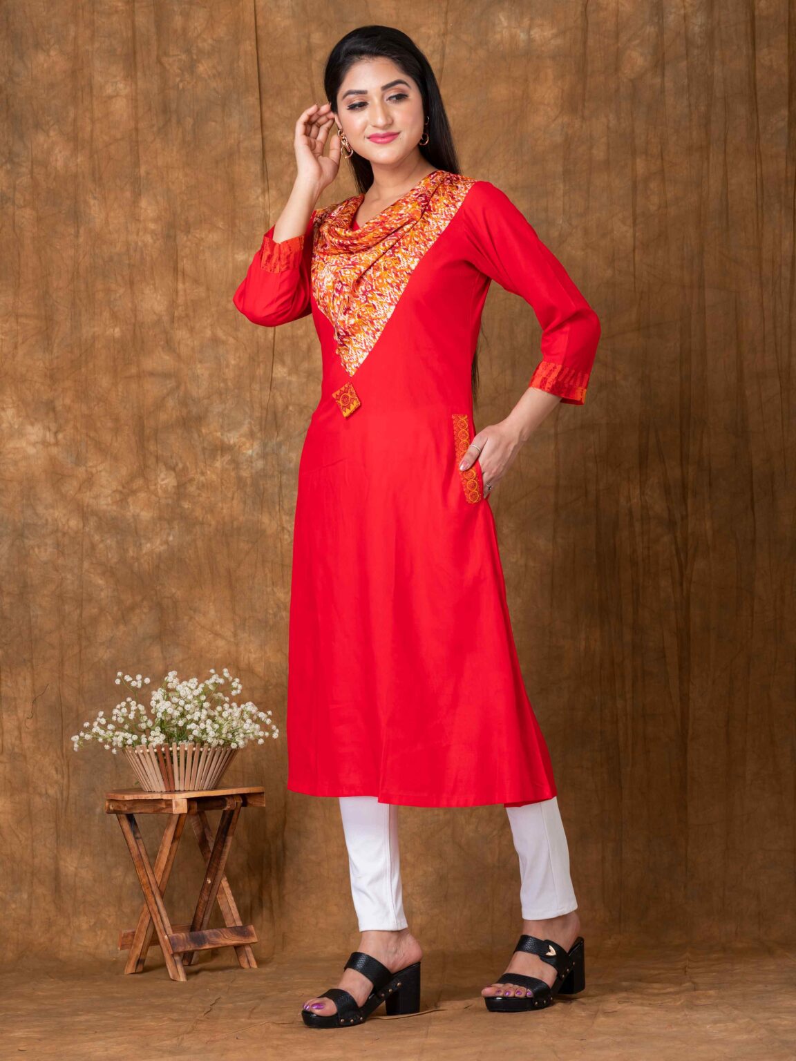 Pouch Neck Rayon Cotton Designer Kurti - Image 13