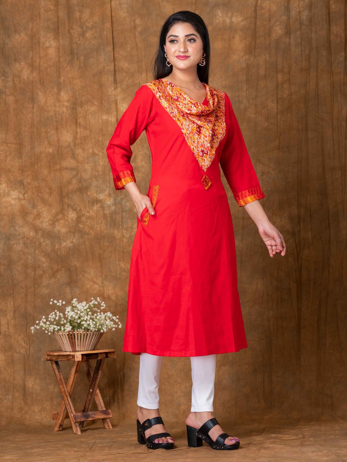 Pouch Neck Rayon Cotton Designer Kurti - Image 12