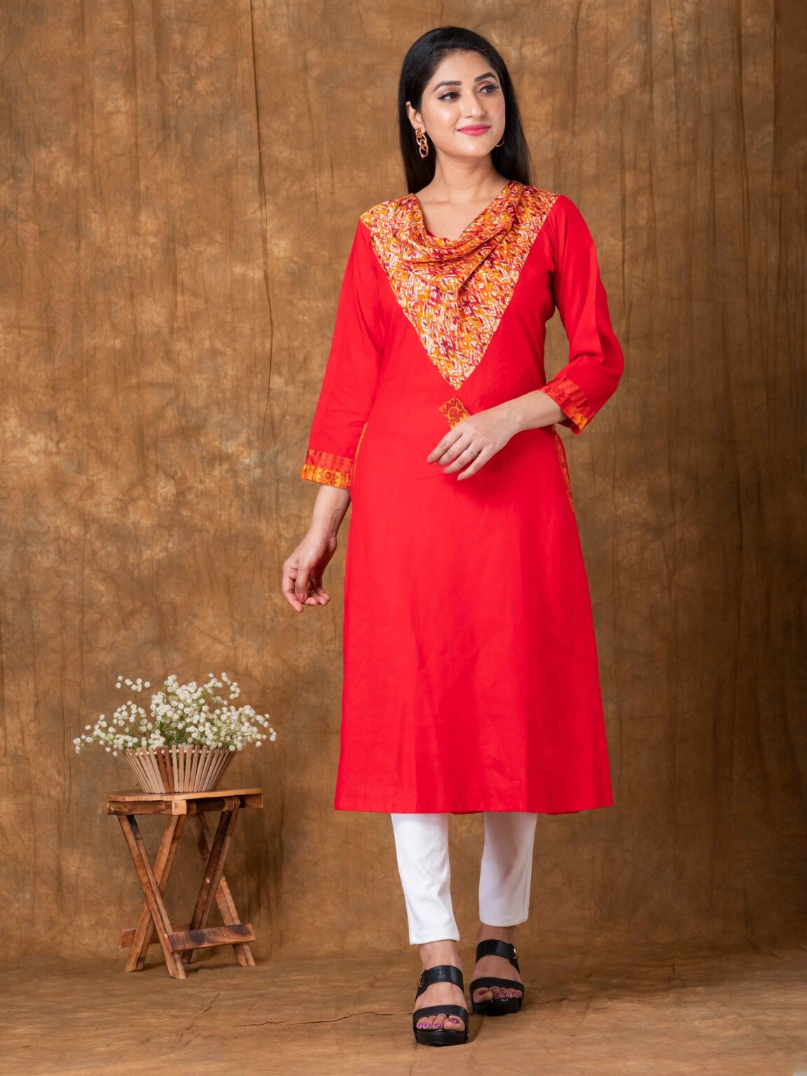 Pouch Neck Rayon Cotton Designer Kurti - Image 11