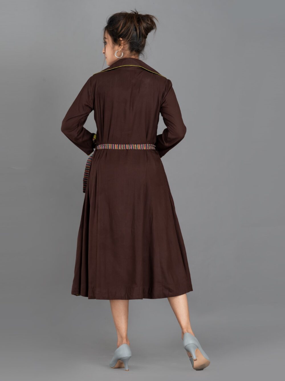 Chocolate Soft Textured Cotton Indo-Western Dress – Effortless Elegance - Image 2