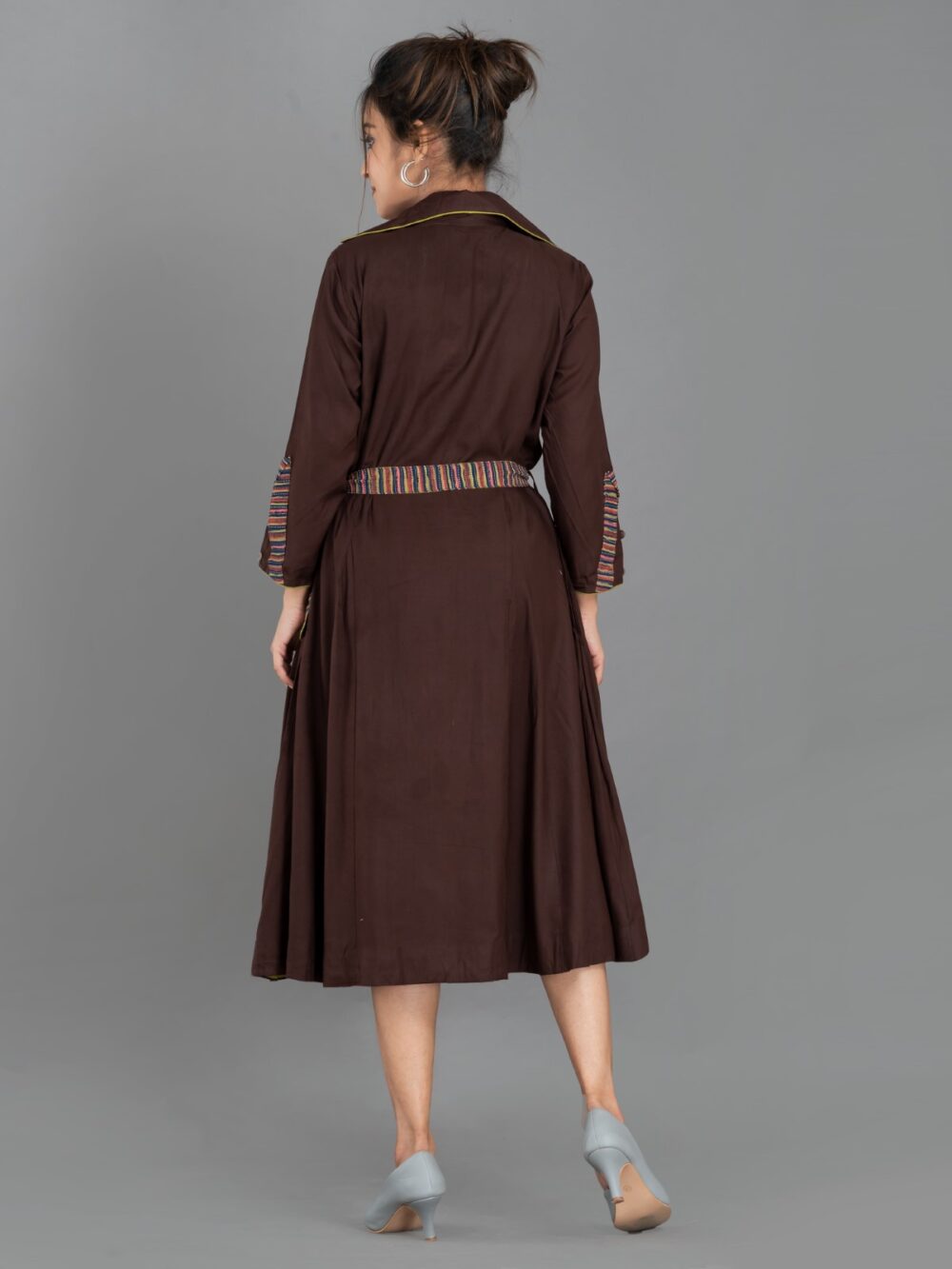 Chocolate Soft Textured Cotton Indo-Western Dress – Effortless Elegance - Image 7