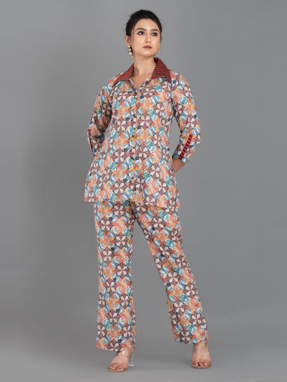 Fusions Dress Two Pieces cotton co-ord set Multicolour Geometrical print - Image 3