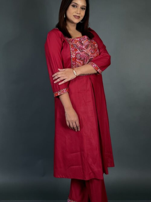 Maroon Grace Kantha Co-Ord Set