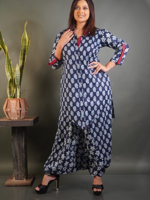 Bohemian Indigo Co-ord Set in Pure Cotton Fabric