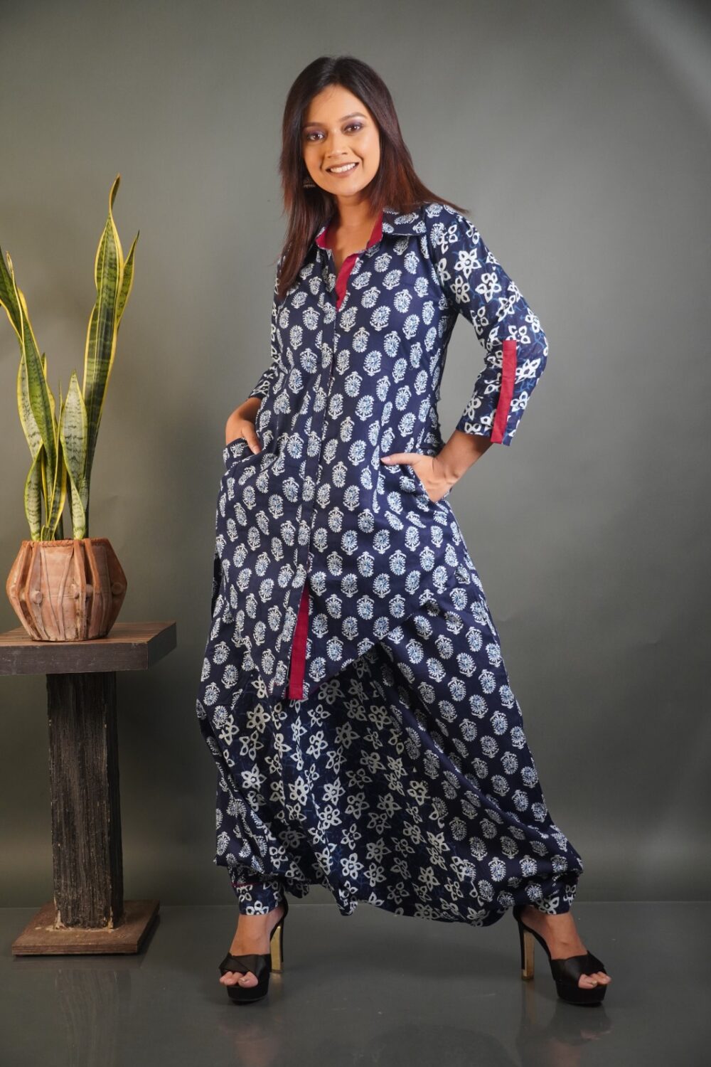 Bohemian Indigo Co-ord Set in Pure Cotton Fabric - Image 3