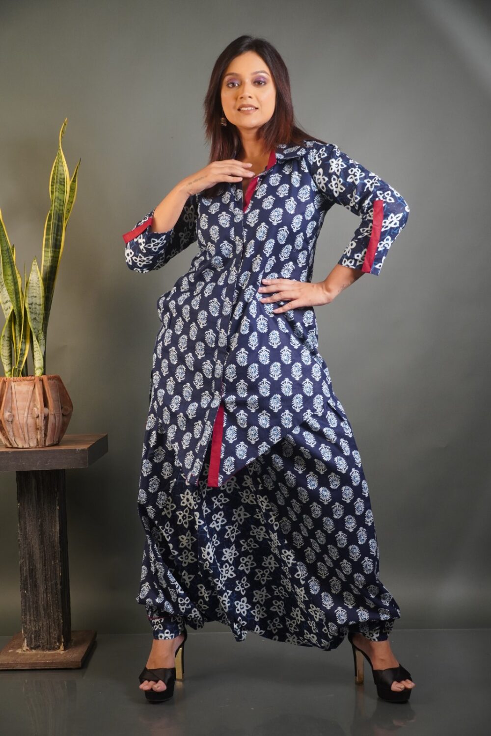 Bohemian Indigo Co-ord Set in Pure Cotton Fabric - Image 4