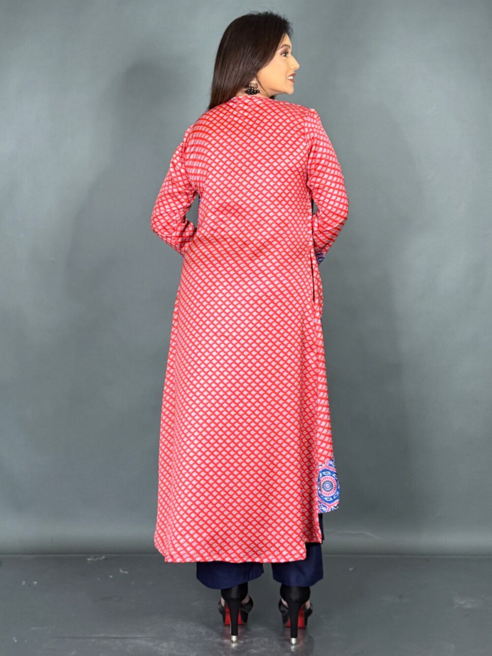 Midnight Charm: Navy Co-Ord Set with Statement Red Jacket - Image 5