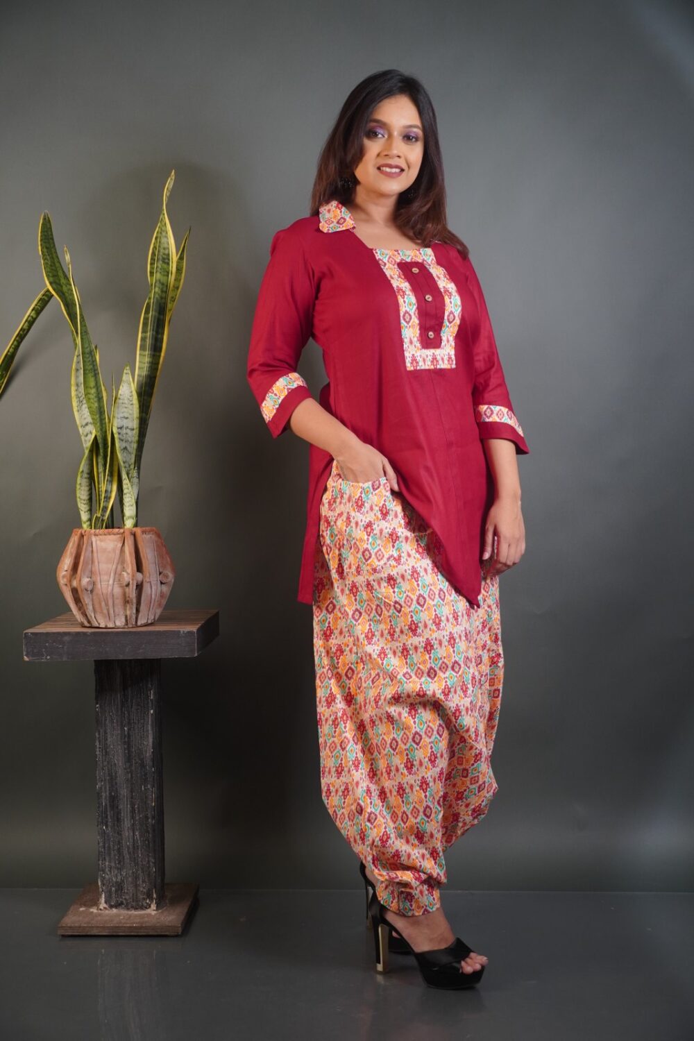 Peach Blush: Maroon & Peach Bohonique  Set