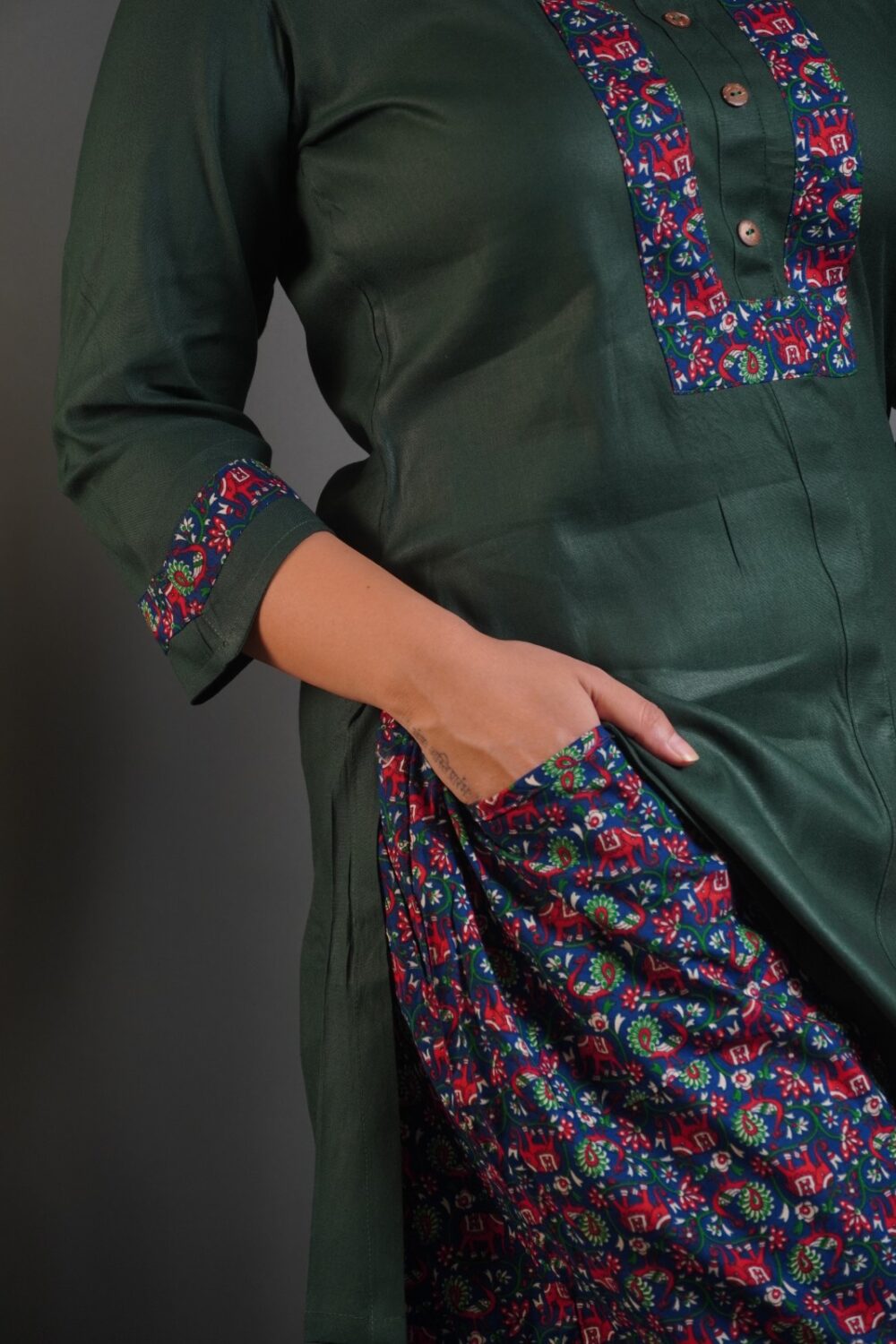 Earth Muse: Bottle Green & Maroon Boho Set - Image 6