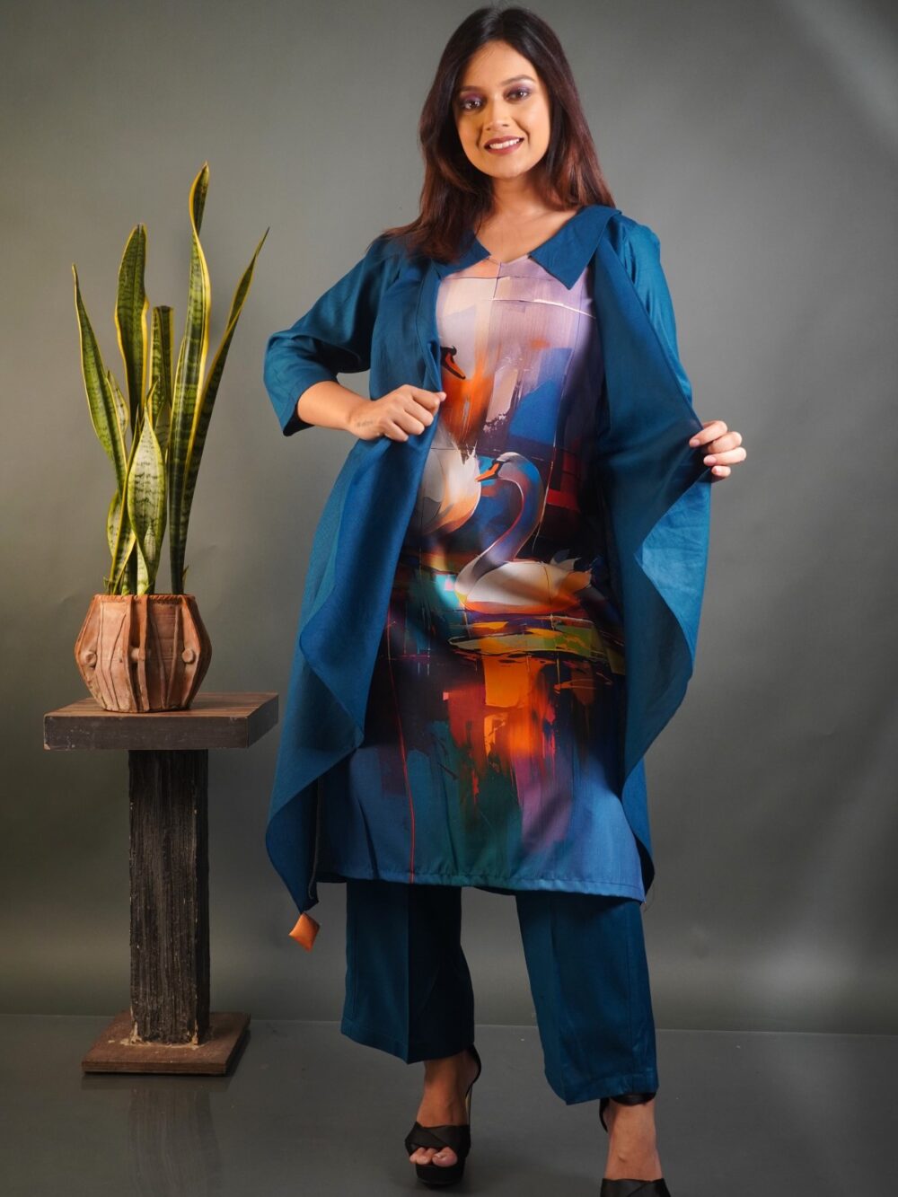 Mystic Peacock Co-Ord Set  Vibrant Digital Elegance - Image 2