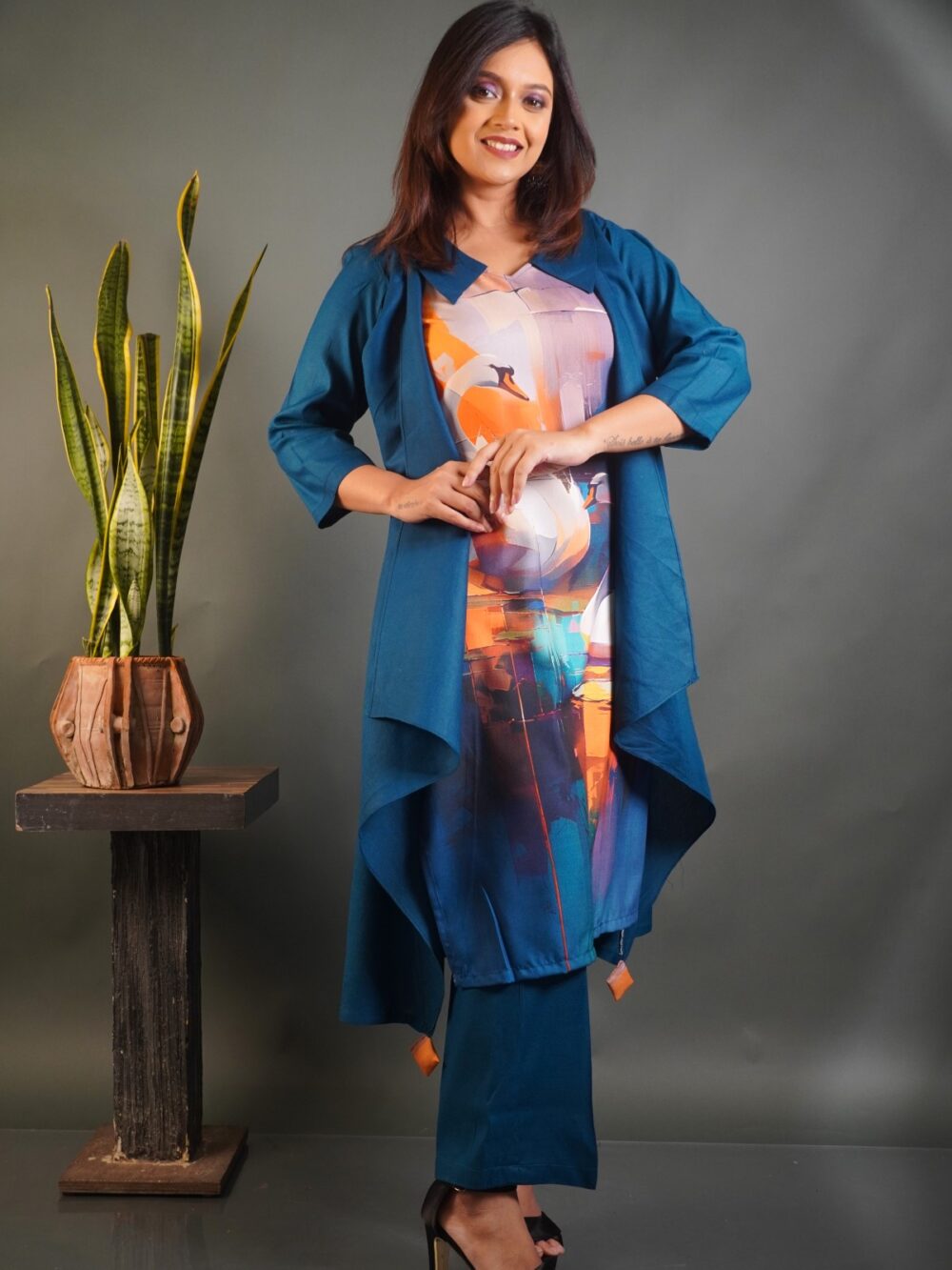 Mystic Peacock Co-Ord Set  Vibrant Digital Elegance