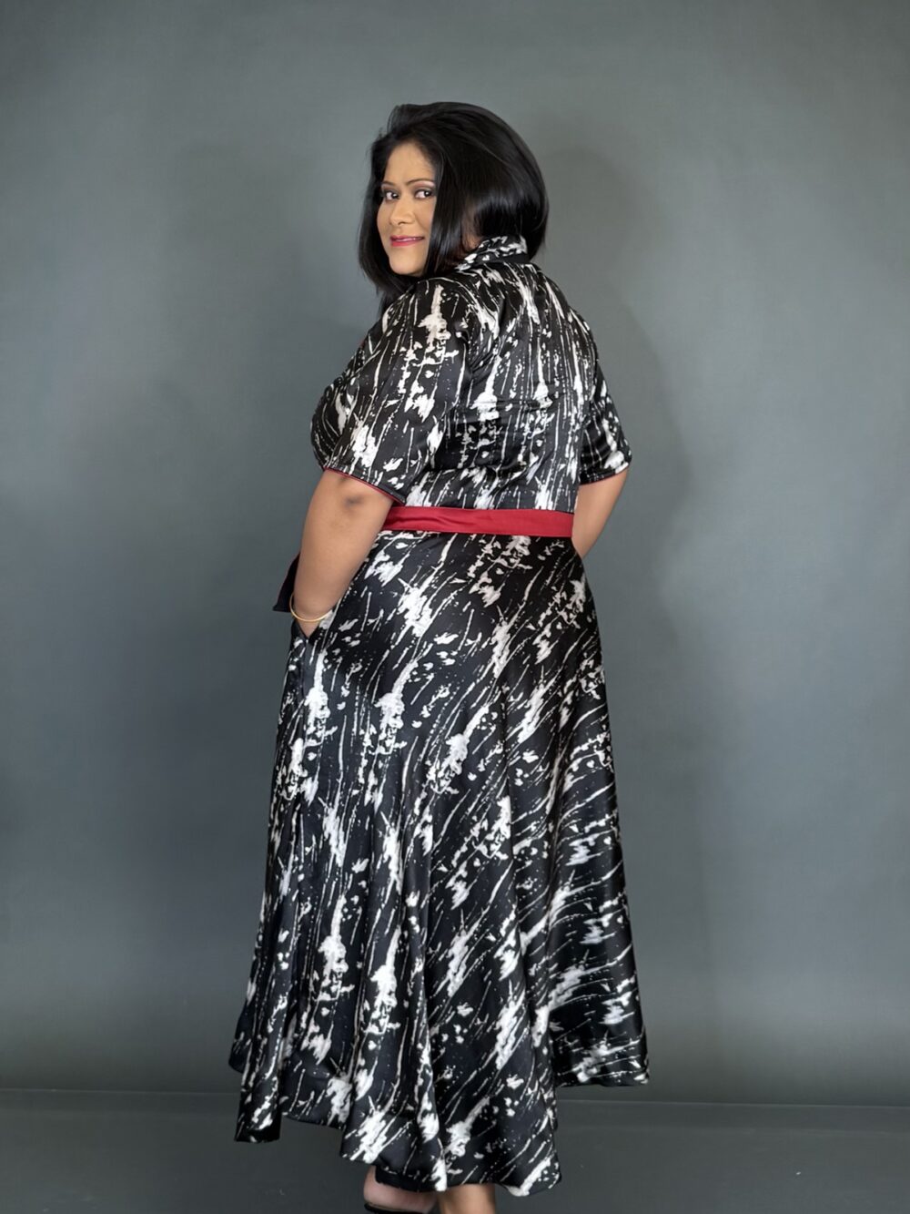 Velvet Night Black Maroon Indo-Western Set - Image 3