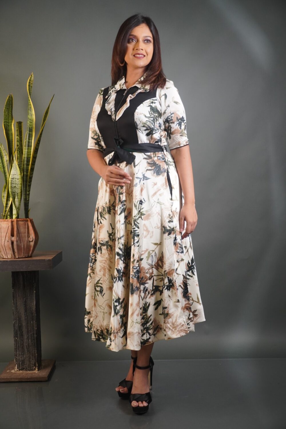 The Monochrome Edge Indo-Western Dress