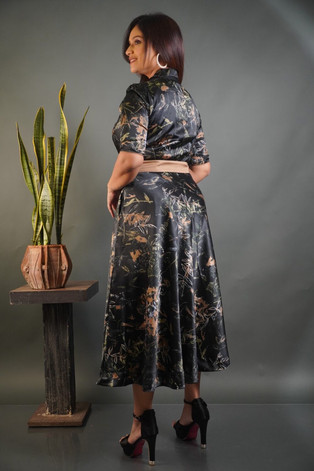 Twilight Charm Indo-Western Satin Printed Dress - Image 5