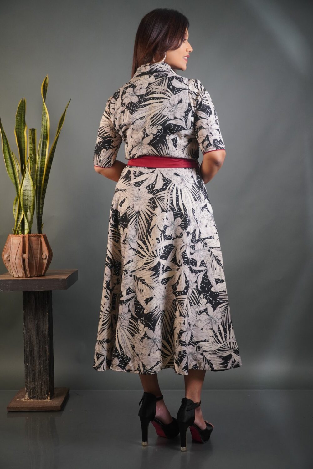 Urban Grace Indo-Western Printed Satin Crepe Dress - Image 3
