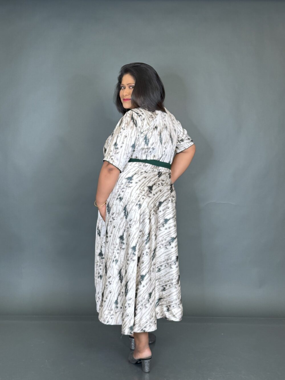 Modern Indo-Western Plus-Size Dress in Satin Crepe - Image 2