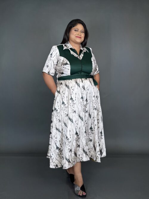 Modern Indo-Western Plus-Size Dress in Satin Crepe
