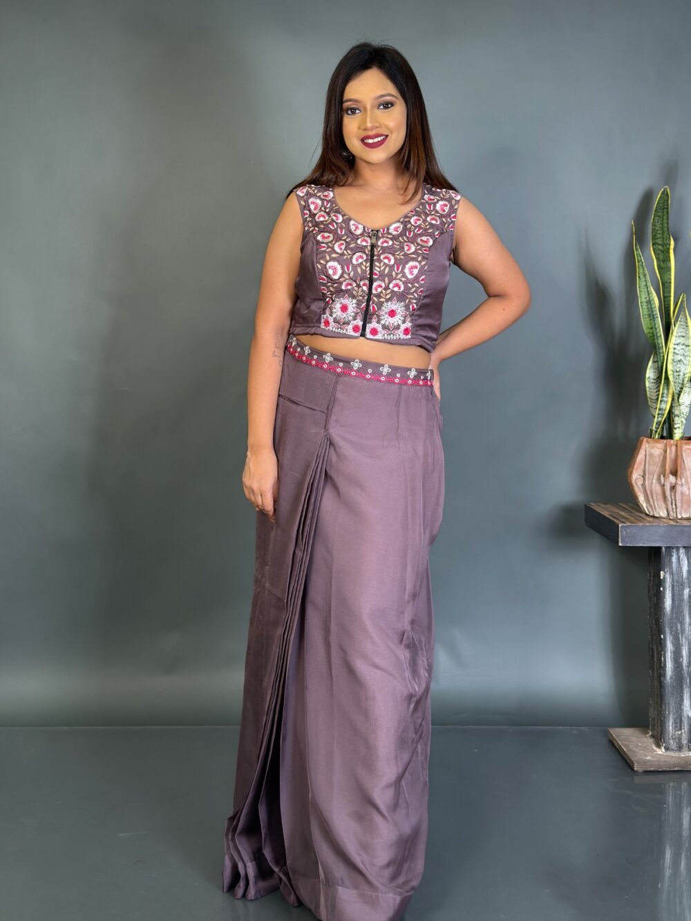 Designer Onion Pink Organza 3-Piece Set for Party Wear - Image 5
