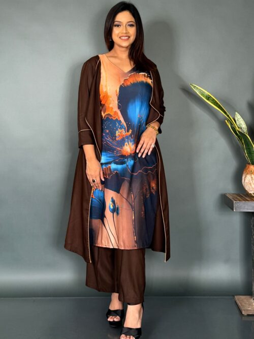 Chocolate Muslin Co-Ord Set with Canvas Print