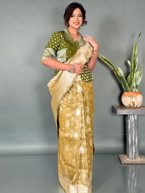 Soft Glam in Mustard Organza Ready-to-Wear Saree