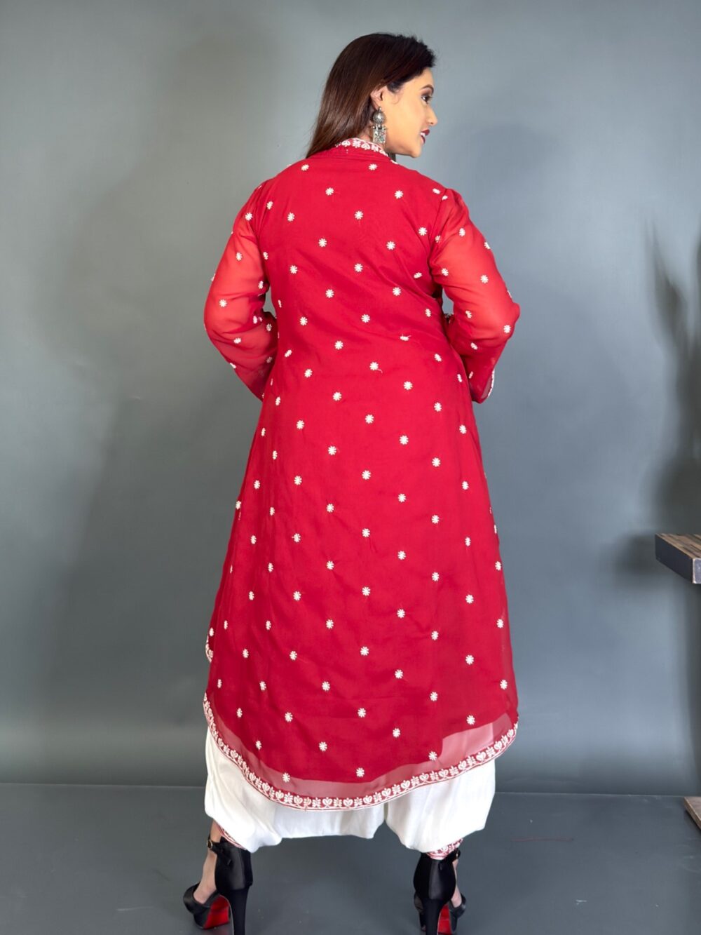 BohoBloom Maroon Fusion Set with Embroidery Elegance - Image 4