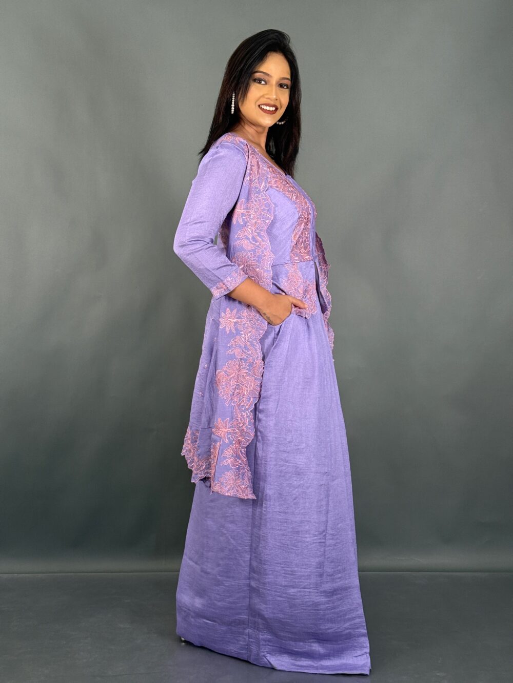 BlushMuse Mauve Pink Embroidered Fusion Set - Image 4