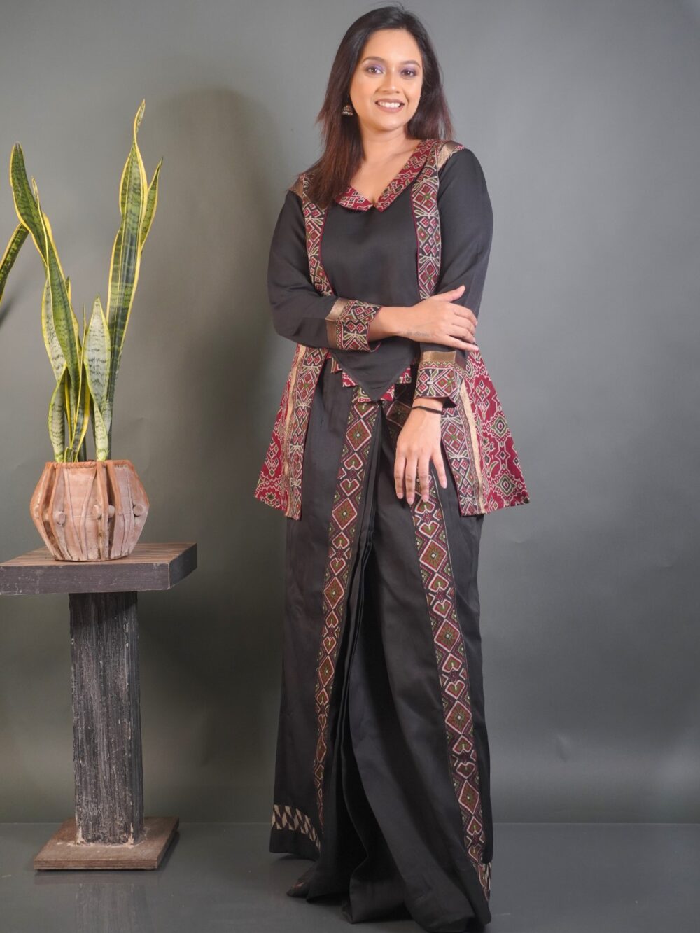 Ebon Maroon Muse Fusion Dress