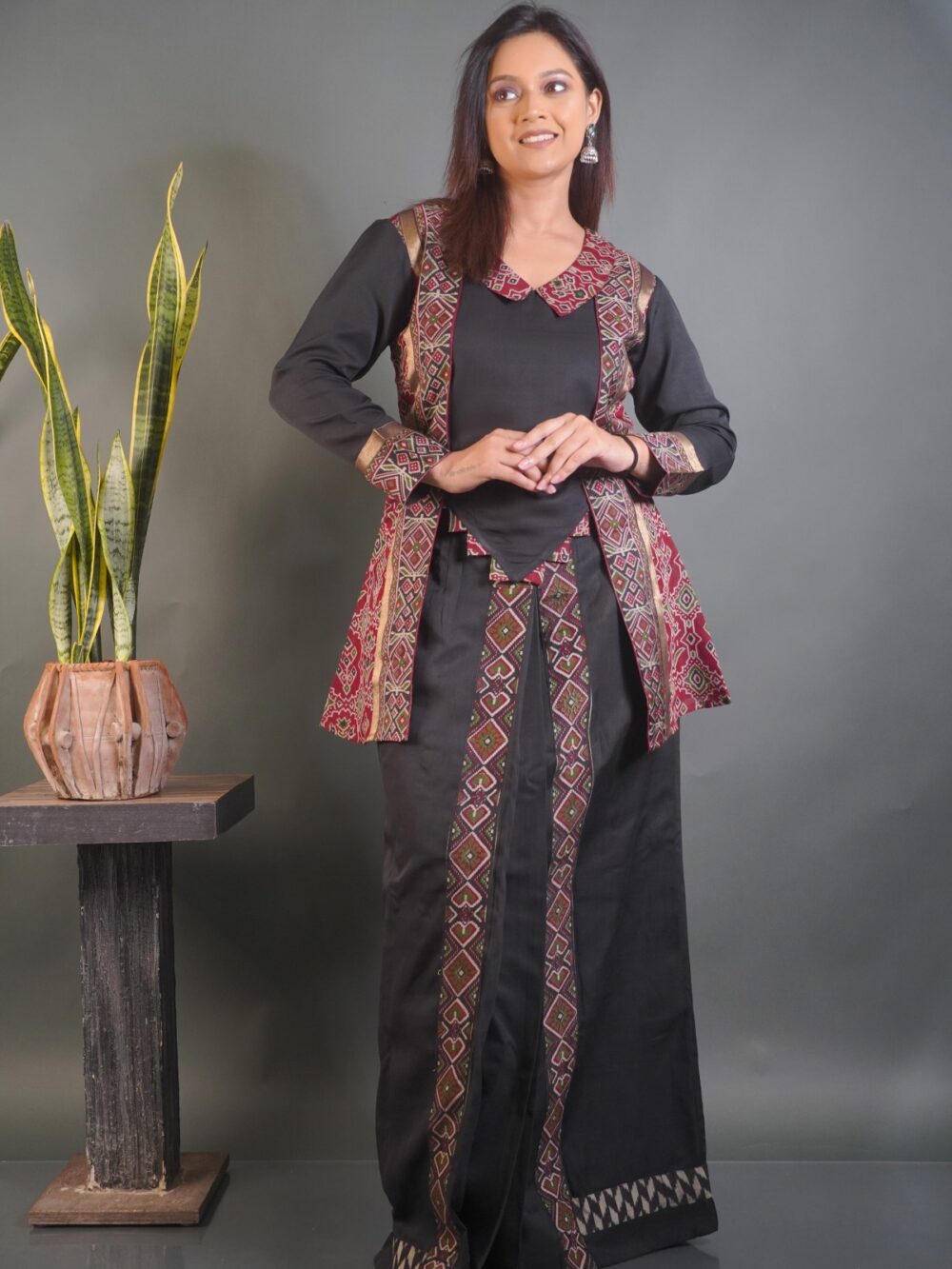 Ebon Maroon Muse Fusion Dress - Image 8