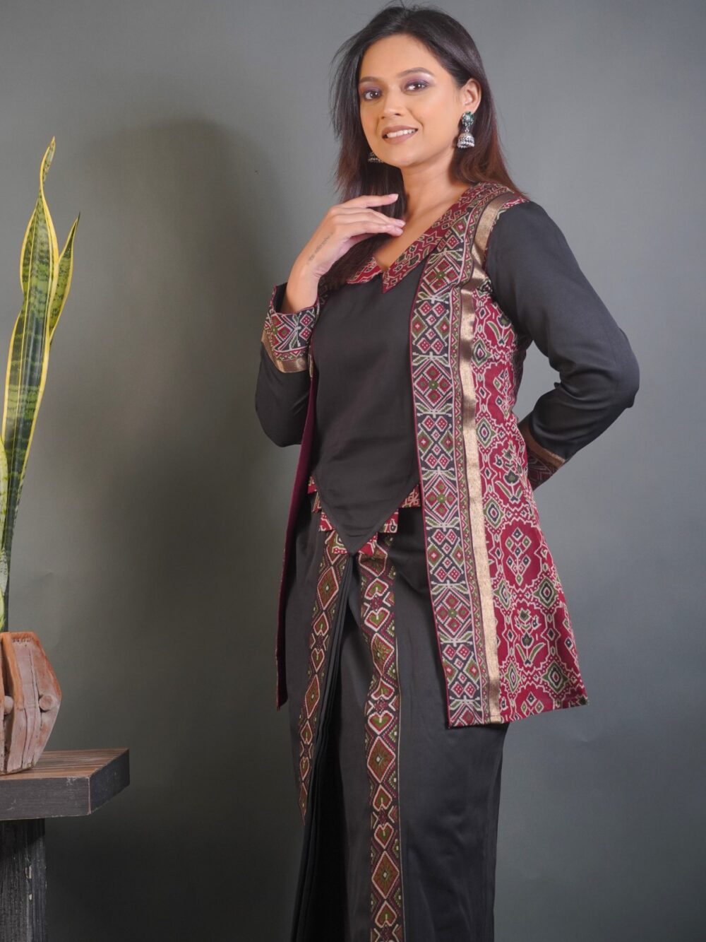 Ebon Maroon Muse Fusion Dress - Image 7
