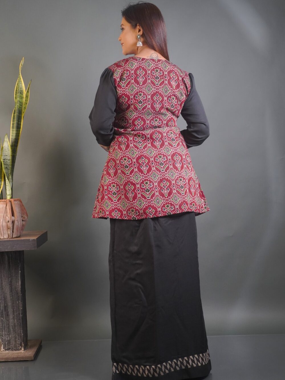 Ebon Maroon Muse Fusion Dress - Image 6