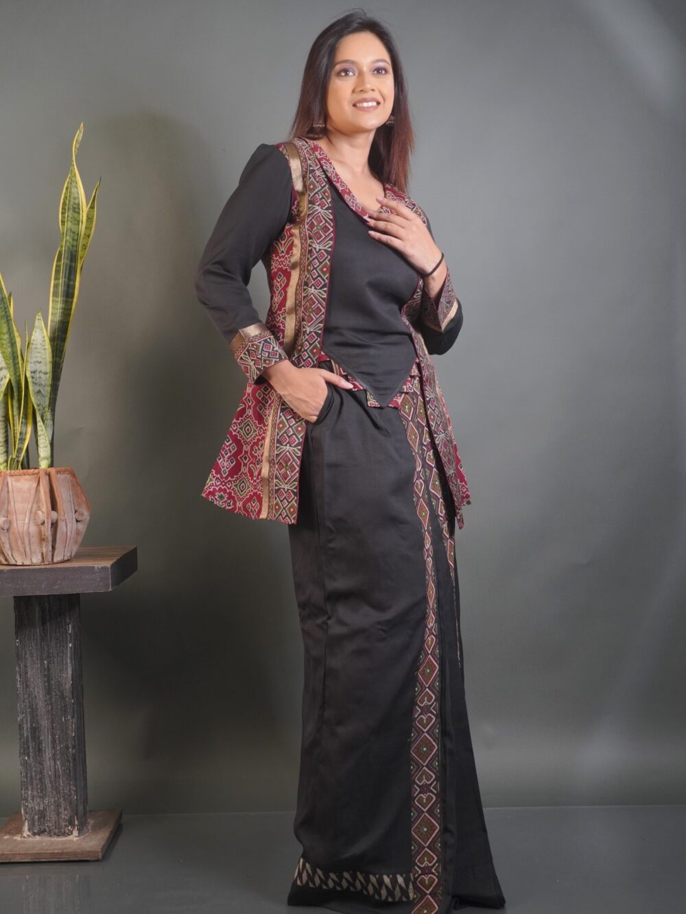 Ebon Maroon Muse Fusion Dress - Image 5