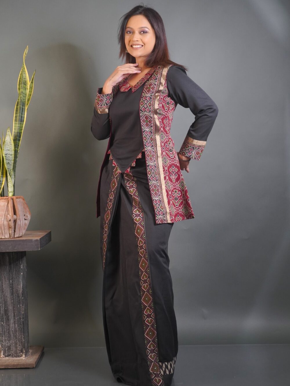 Ebon Maroon Muse Fusion Dress - Image 4