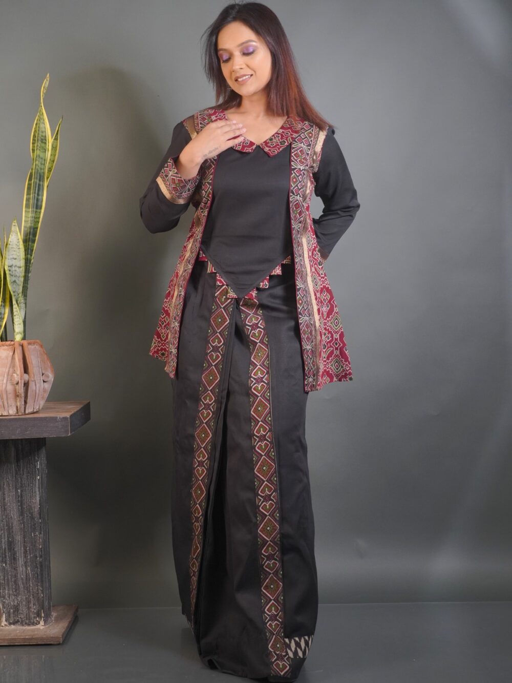 Ebon Maroon Muse Fusion Dress - Image 3