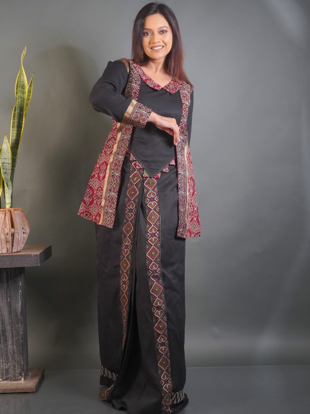 Ebon Maroon Muse Fusion Dress - Image 2