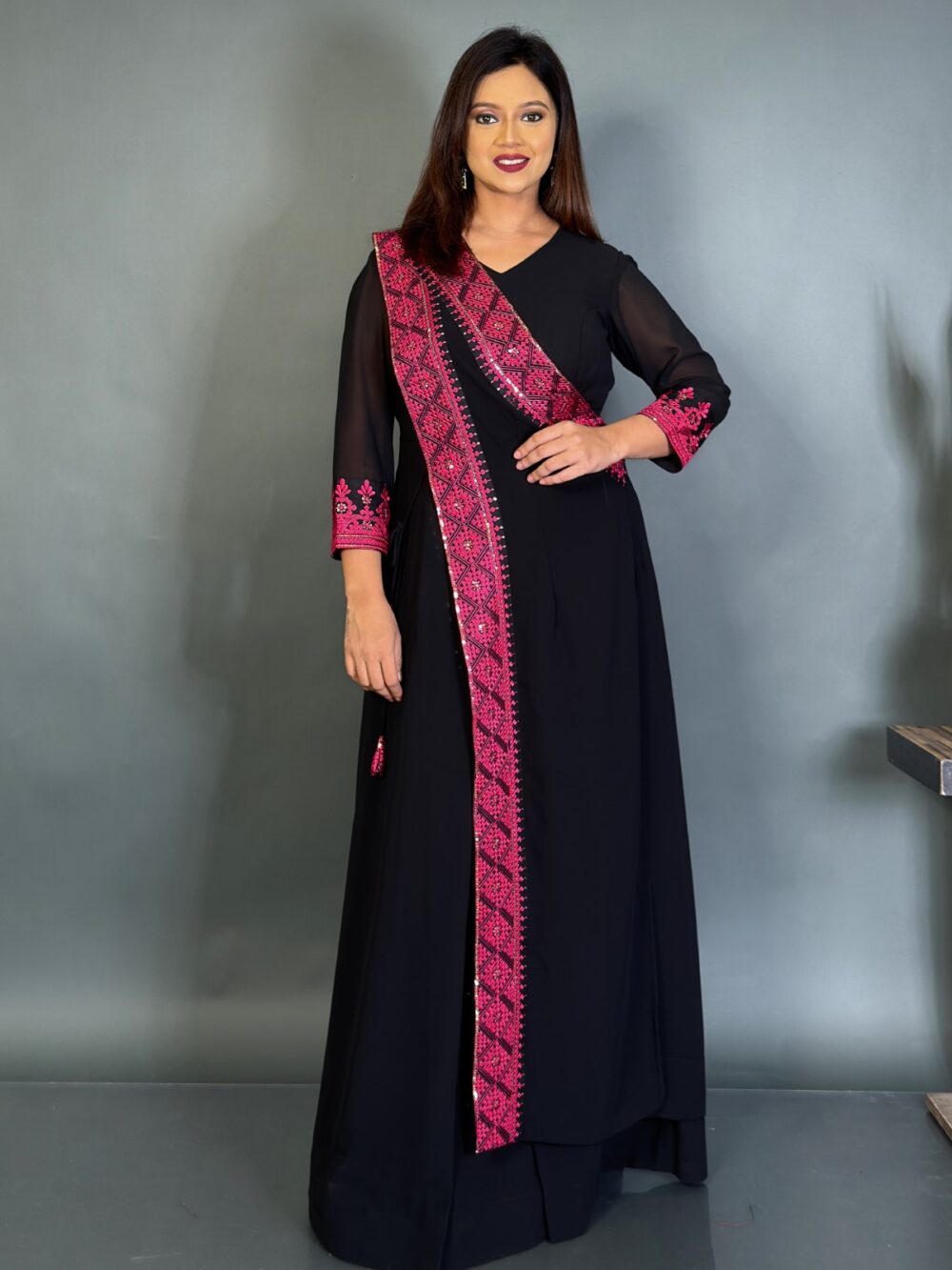 Twilight Charm Embroidered Party Gown Set - Image 5