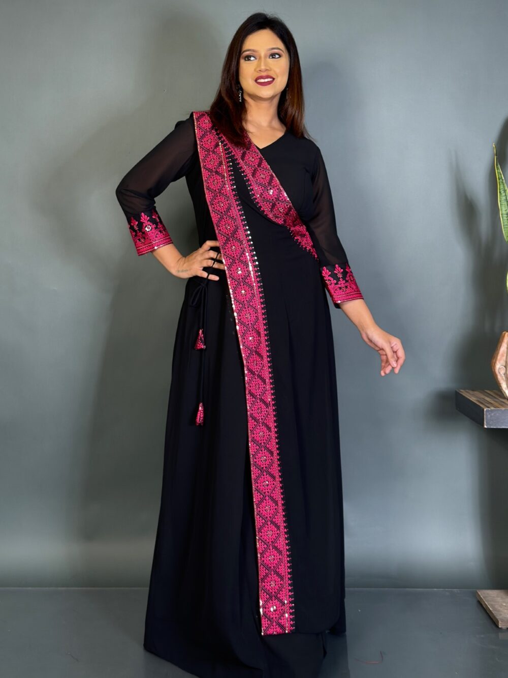 Twilight Charm Embroidered Party Gown Set