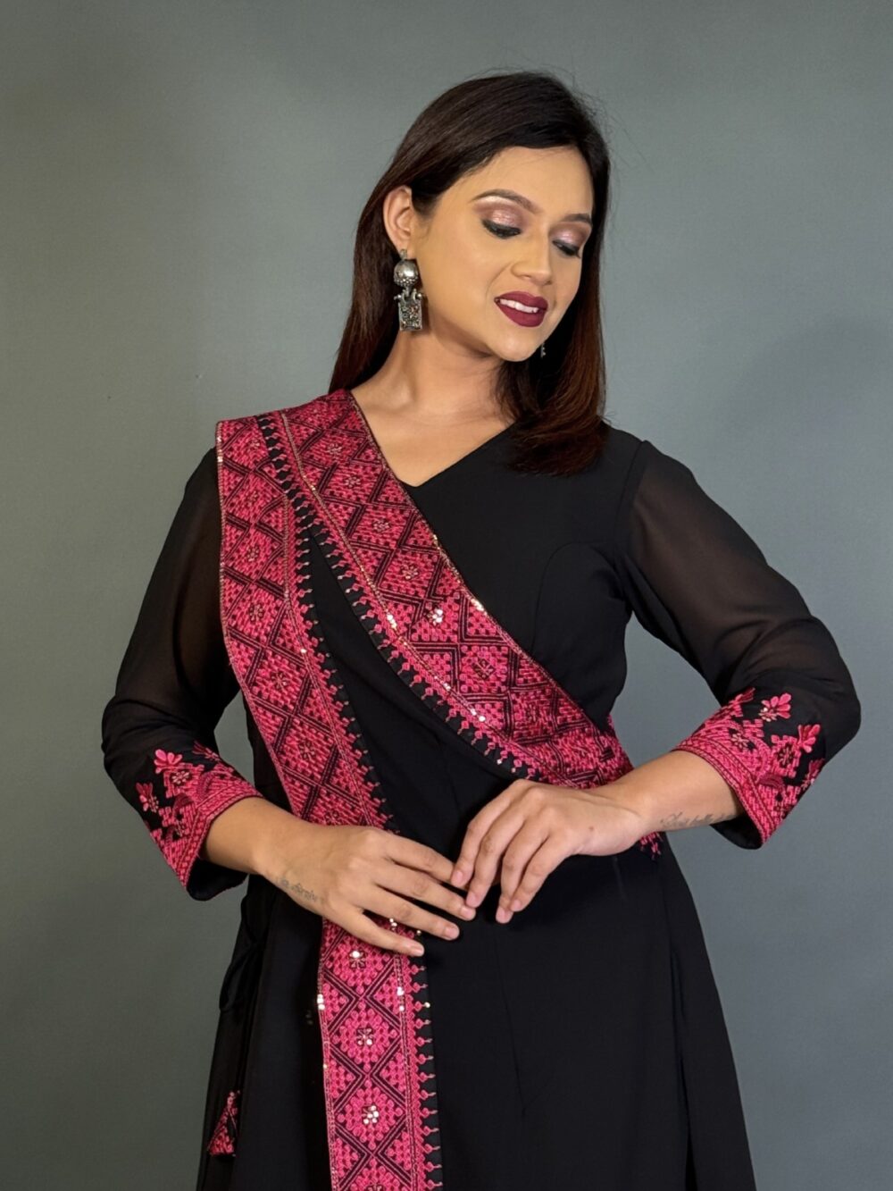 Twilight Charm Embroidered Party Gown Set - Image 2