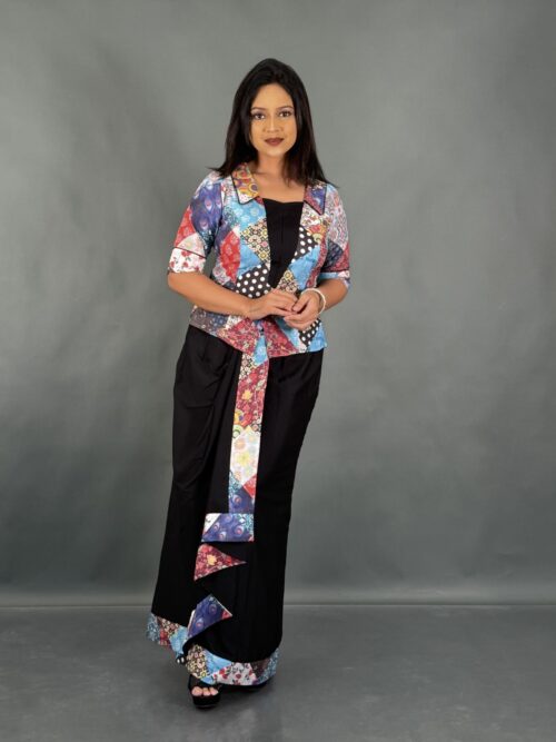 Monochrome Magic Party Set with Printed Top & Skirt